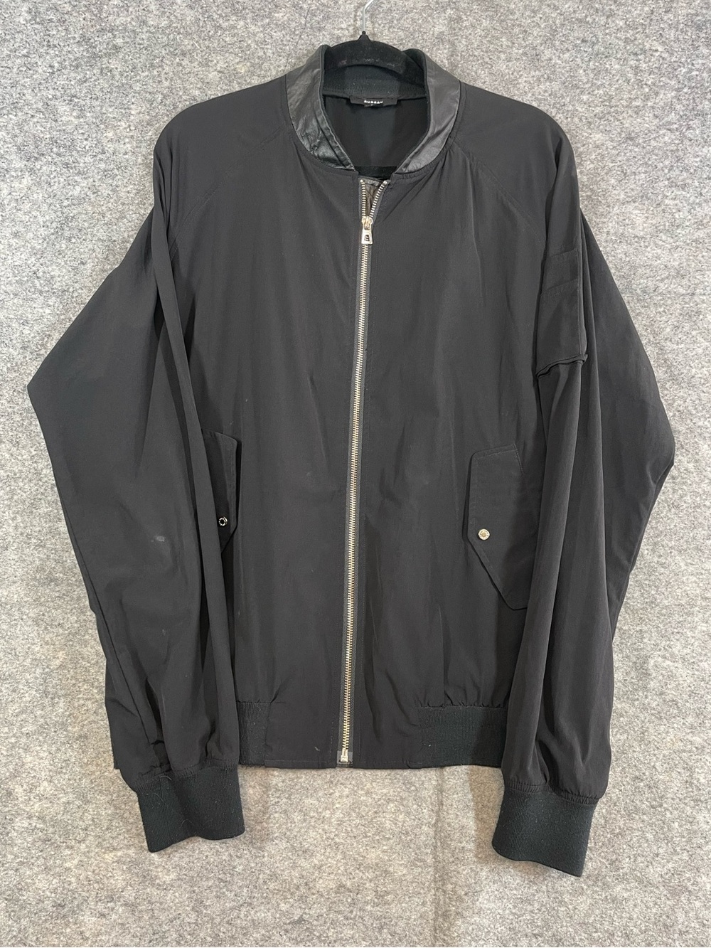 Rudsak Black Bomber Zip Up Jacket Large Leather Trim Minimalist Moto Streetwear